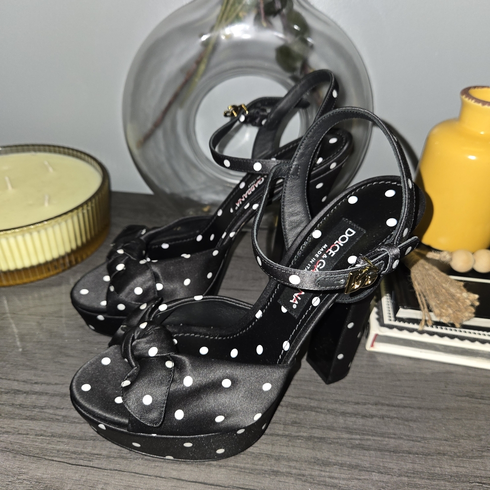 Dolce & Gabbana Black and White Polka Dot Heels - Picture 7 of 7